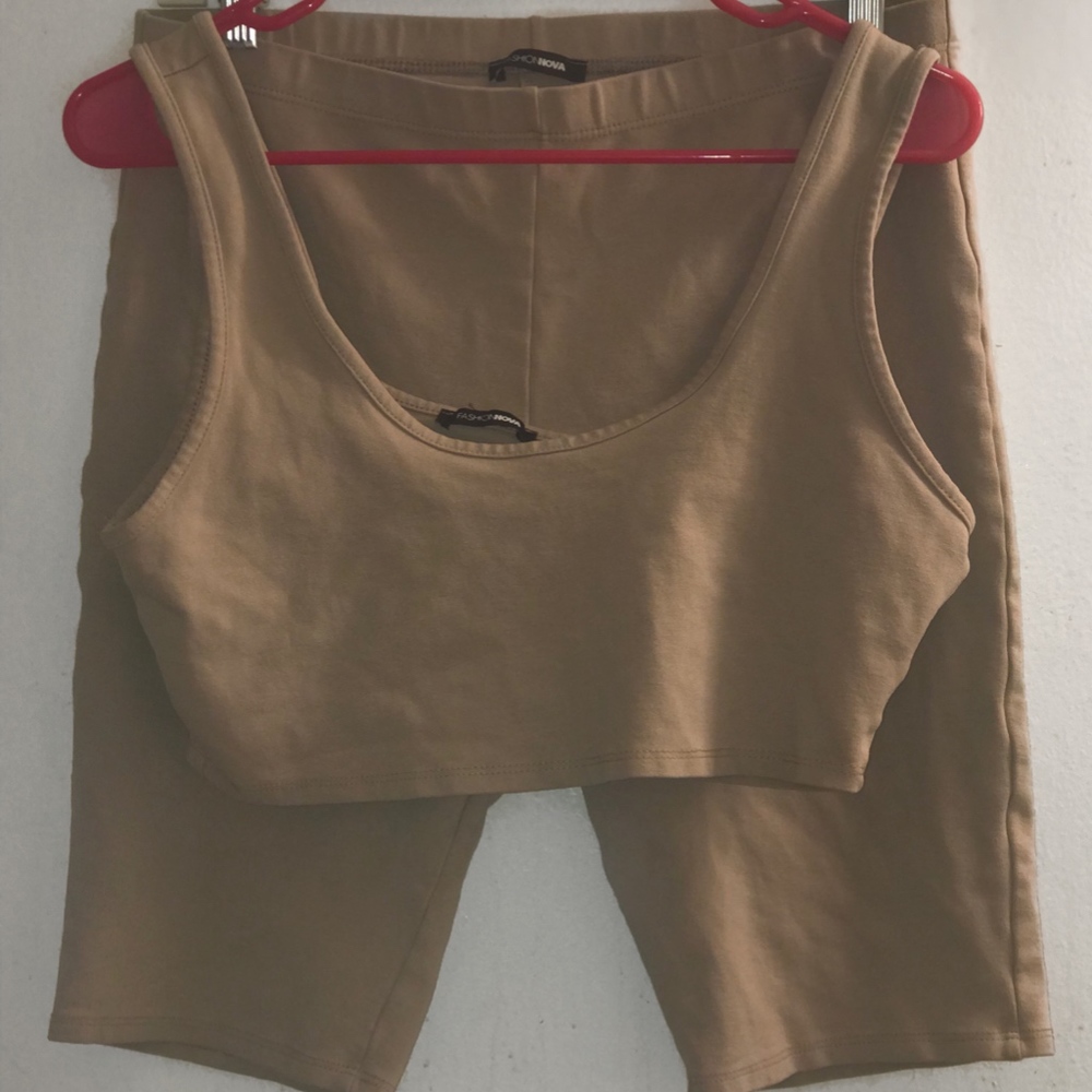 Fashion Nova Bondoc Biker Short Set - Mocha